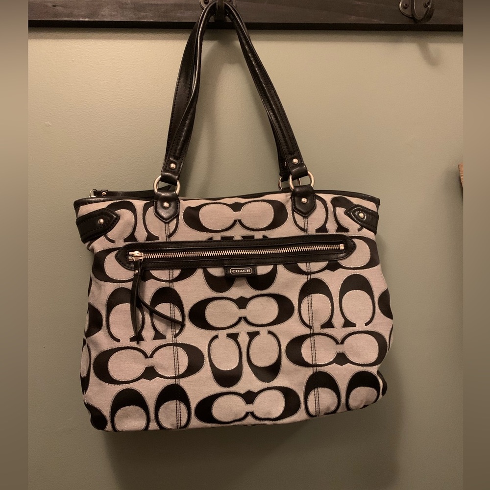 AUTHENTIC COACH BAG grey and black used !!please read description before buying!